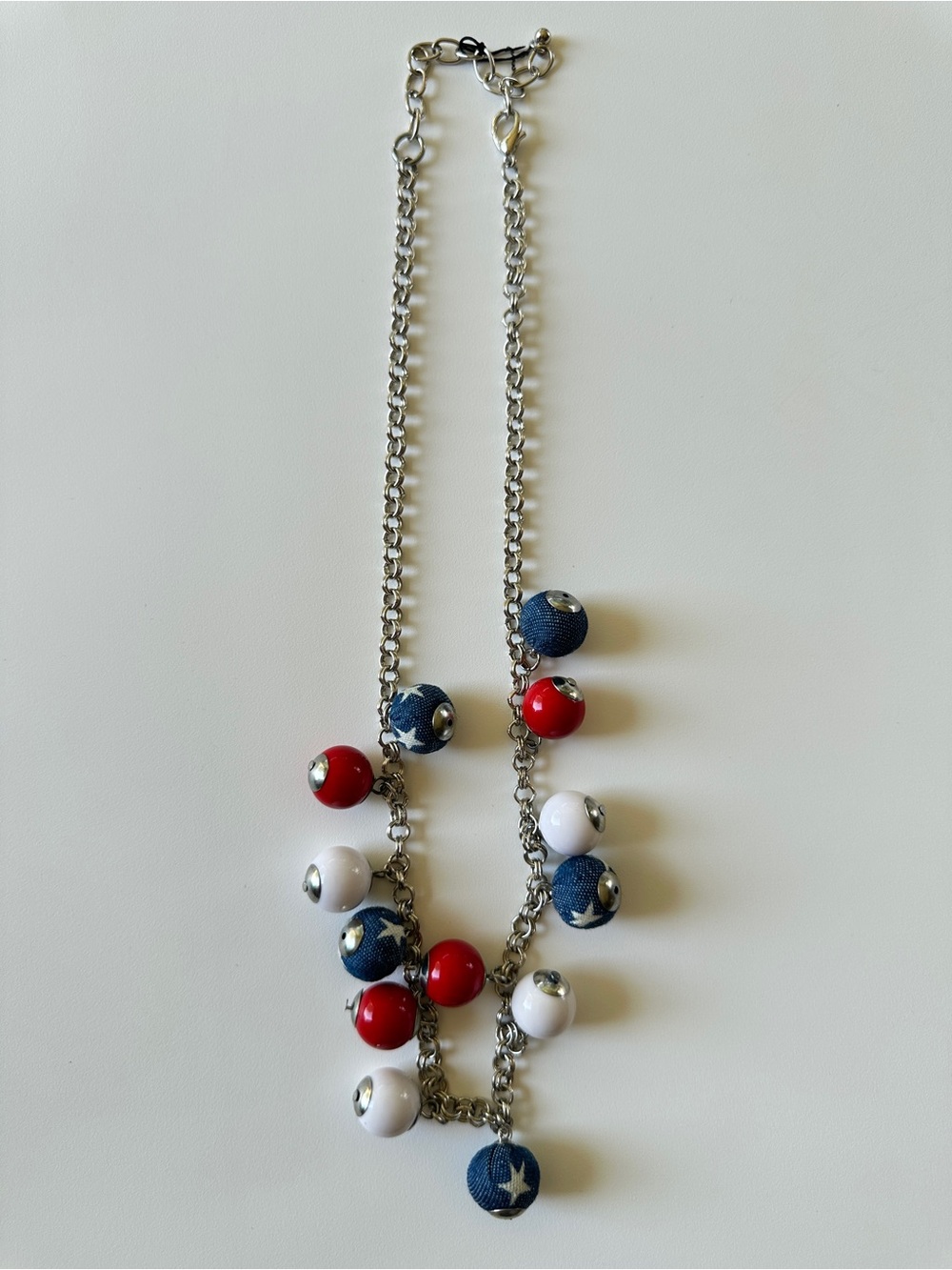 Patriotic Red White and Blue Beaded Statement Necklace - Picture 10 of 11